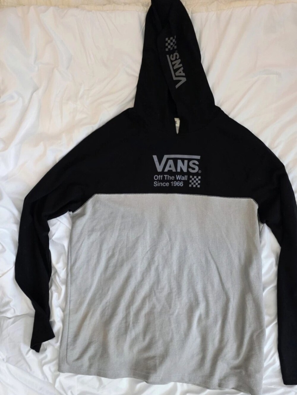 Vans Black and Light Gray Colorblock Crewneck Hoodie NWOT